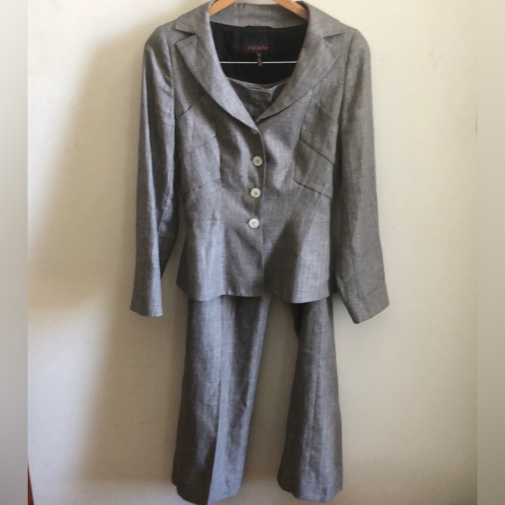 Escada Linen & W00l Blend Pants Suits Blaser Pants
